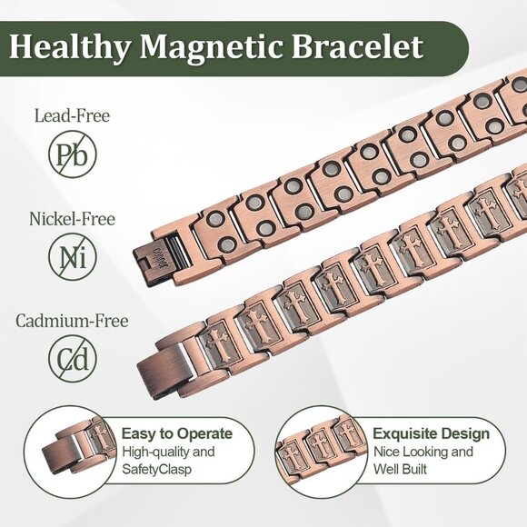 Gift-Ready Magnetic Copper Jewelry Set for Men - Cross and Celtic Knot Design - Picture 3 of 6